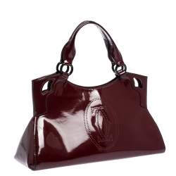 Pre Owned Cartier Red Patent Leather Small Marcello De Cartier Bag