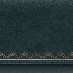 Pre Owned Cartier Green Leather Guirlande de Cartier Continental Wallet