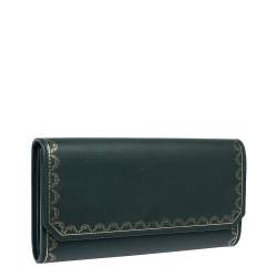 Pre Owned Cartier Green Leather Guirlande de Cartier Continental Wallet