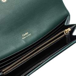 Pre Owned Cartier Green Leather Guirlande de Cartier Continental Wallet