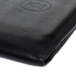 Pre Owned Cartier Black Leather Must De Cartier Bifold Wallet