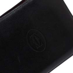 Pre Owned Cartier Black Leather Must De Cartier Bifold Wallet