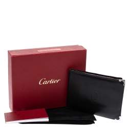 Pre Owned Cartier Black Leather Must De Cartier Bifold Wallet