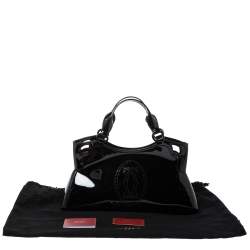 Pre Owned حقيبة كارتييه مارسلو دو كارتييه صغيرة جلد لامعة سوداء