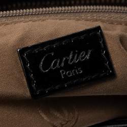 Pre Owned حقيبة كارتييه مارسلو دو كارتييه صغيرة جلد لامعة سوداء