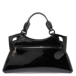 Pre Owned حقيبة كارتييه مارسلو دو كارتييه صغيرة جلد لامعة سوداء