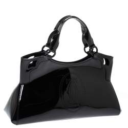 Pre Owned حقيبة كارتييه مارسلو دو كارتييه صغيرة جلد لامعة سوداء