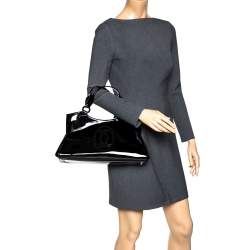 Pre Owned حقيبة كارتييه مارسلو دو كارتييه صغيرة جلد لامعة سوداء