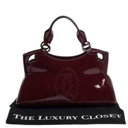 Pre Owned Cartier Red Patent Leather Small Marcello De Cartier Bag