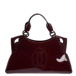 Pre Owned Cartier Red Patent Leather Small Marcello De Cartier Bag