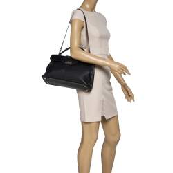 Cartier Black Leather and Python Classic Feminine Line Top Handle Bag