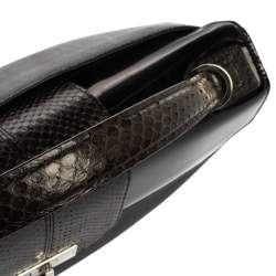 Cartier Black Leather and Python Classic Feminine Line Top Handle Bag