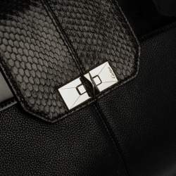 Cartier Black Leather and Python Classic Feminine Line Top Handle Bag