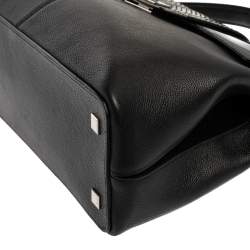 Cartier Black Leather and Python Classic Feminine Line Top Handle Bag