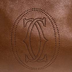 مملوكة مسبقًا حقيبة كارتييه ماركلو دو كارتييه متوسطة جلد لامعة عنابية