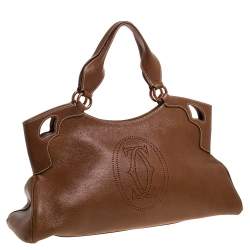 مملوكة مسبقًا حقيبة كارتييه ماركلو دو كارتييه متوسطة جلد لامعة عنابية