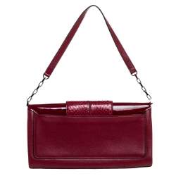 Pre Owned Cartier Red Leather and Python Classic Feminine Line Shoulder Bag