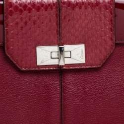 Pre Owned Cartier Red Leather and Python Classic Feminine Line Shoulder Bag