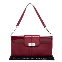 Pre Owned Cartier Red Leather and Python Classic Feminine Line Shoulder Bag