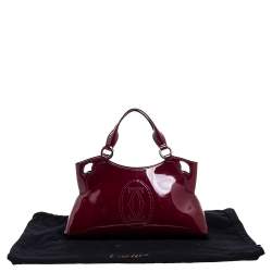 Pre Owned Cartier Red Patent Leather Small Marcello De Cartier Bag