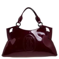 Pre Owned Cartier Red Patent Leather Small Marcello De Cartier Bag