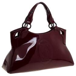Pre Owned Cartier Red Patent Leather Small Marcello De Cartier Bag
