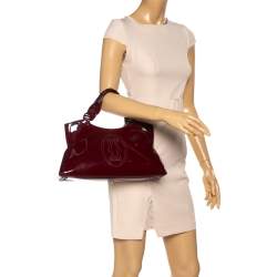 Pre Owned Cartier Red Patent Leather Small Marcello De Cartier Bag