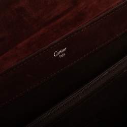 Pre Owned Cartier Burgundy Patent Leather/Suede and Python Feminine Line Top Handle Bag