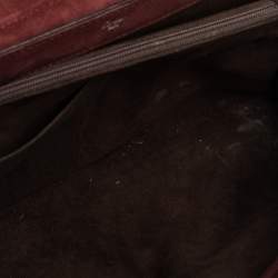 Pre Owned Cartier Burgundy Patent Leather/Suede and Python Feminine Line Top Handle Bag