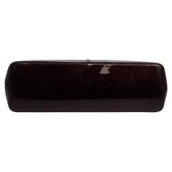 Pre Owned Cartier Burgundy Patent Leather/Suede and Python Feminine Line Top Handle Bag