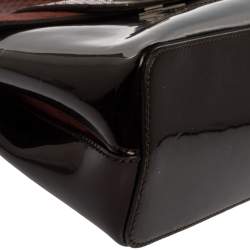 Pre Owned Cartier Burgundy Patent Leather/Suede and Python Feminine Line Top Handle Bag