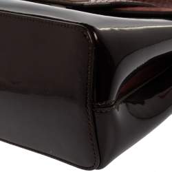 Pre Owned Cartier Burgundy Patent Leather/Suede and Python Feminine Line Top Handle Bag