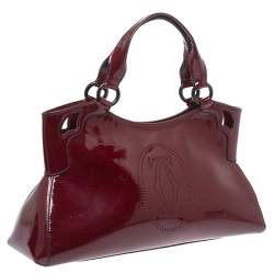 Pre Owned حقيبة كارتييه مارسلو دو كارتييه صغيرة جلد لامعة سوداء