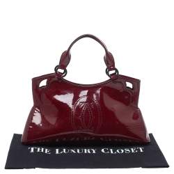 Pre Owned حقيبة كارتييه مارسلو دو كارتييه صغيرة جلد لامعة سوداء