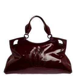 مملوكة مسبقًا حقيبة كارتييه ماركلو دو كارتييه متوسطة جلد لامعة عنابية