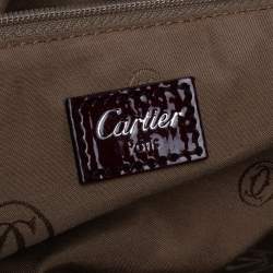 مملوكة مسبقًا حقيبة كارتييه ماركلو دو كارتييه متوسطة جلد لامعة عنابية