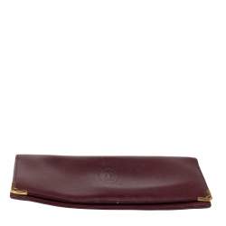 Pre Owned Cartier Maroon Leather Must De Cartier Wallet