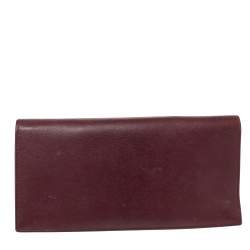 Pre Owned Cartier Maroon Leather Must De Cartier Wallet