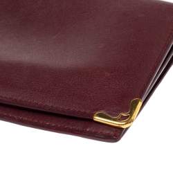 Pre Owned Cartier Maroon Leather Must De Cartier Wallet