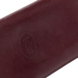 Pre Owned Cartier Maroon Leather Must De Cartier Wallet