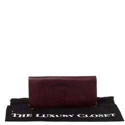 Pre Owned Cartier Maroon Leather Must De Cartier Wallet