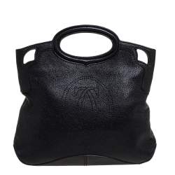 Pre Owned Cartier Black Leather Marcello de Cartier Tote