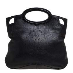 Pre Owned Cartier Black Leather Marcello de Cartier Tote