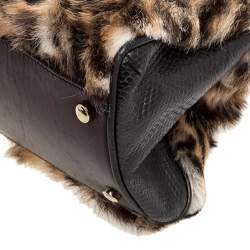 Pre Owned Cartier Brown Leopard Print Mink Fur and Leather Medium Marcello de Cartier Bag