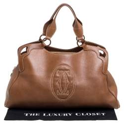 Pre Owned Cartier Brown Leather Large Marcello de Cartier Bag