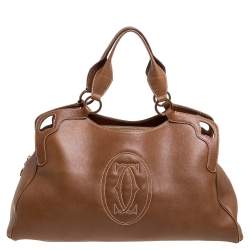 Pre Owned Cartier Brown Leather Large Marcello de Cartier Bag