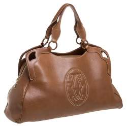 Pre Owned Cartier Brown Leather Large Marcello de Cartier Bag