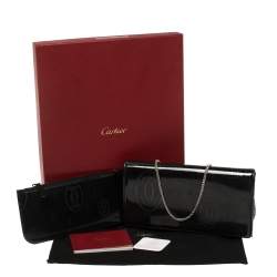 Pre Owned Cartier Dark Grey Patent Leather Happy Birthday Wallet On Chain