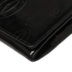 Pre Owned Cartier Dark Grey Patent Leather Happy Birthday Wallet On Chain