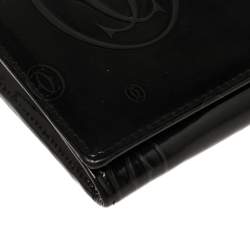 Pre Owned Cartier Dark Grey Patent Leather Happy Birthday Wallet On Chain